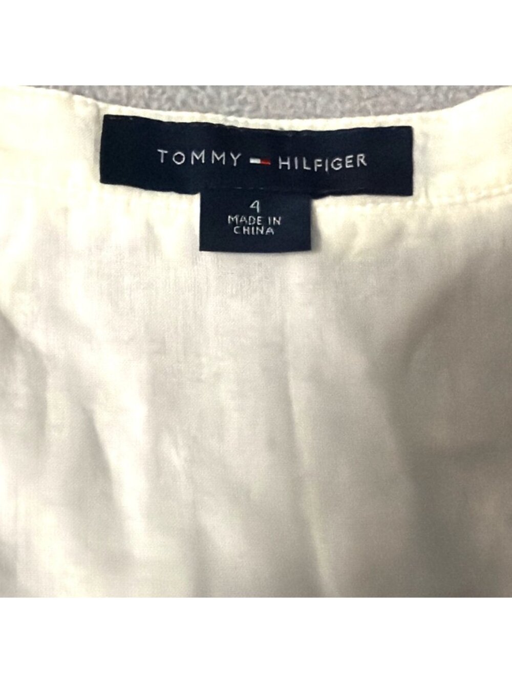 Sleeveless White Cotton Dress By Tommy Hilfiger Size 4 sundress cottage apron - Picture 3 of 7